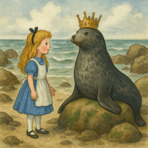 alice meets King Tut, the king of the sea lions