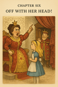 The queen of hearts roared, off with her head!