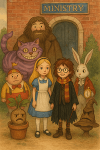 final group portrait outside the Ministry